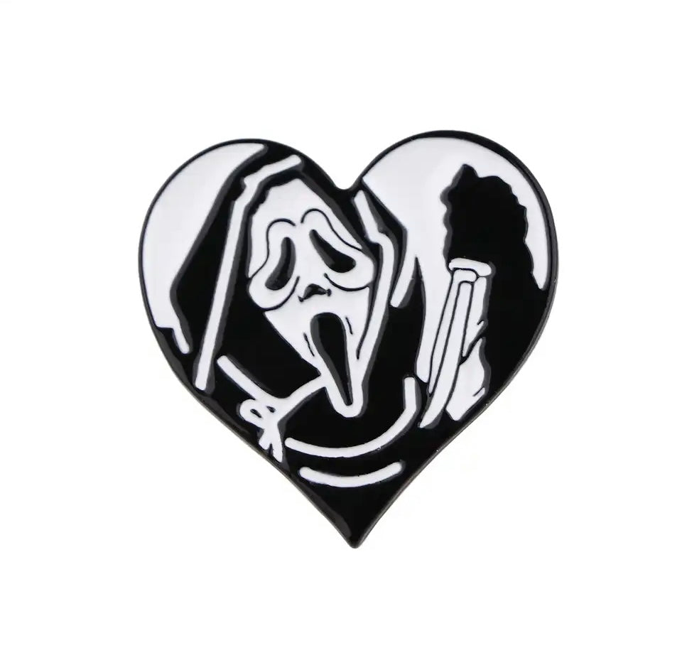 GHOSTFACE HEART SHAP ENAMEL PIN