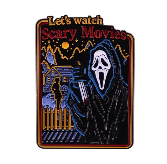 LETS WATCH A SCARY MOVIE ENAMEL PIN