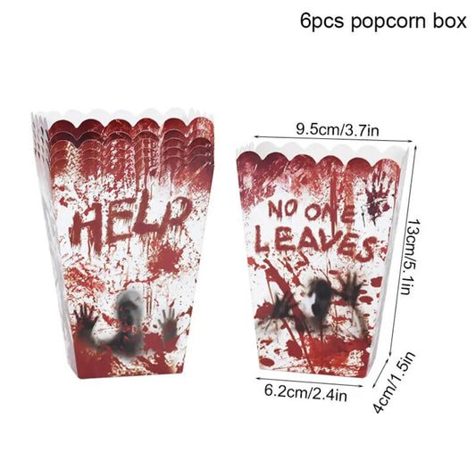 HELP- NO ONE LEAVES HORROR POPCORN BOX 6PCS