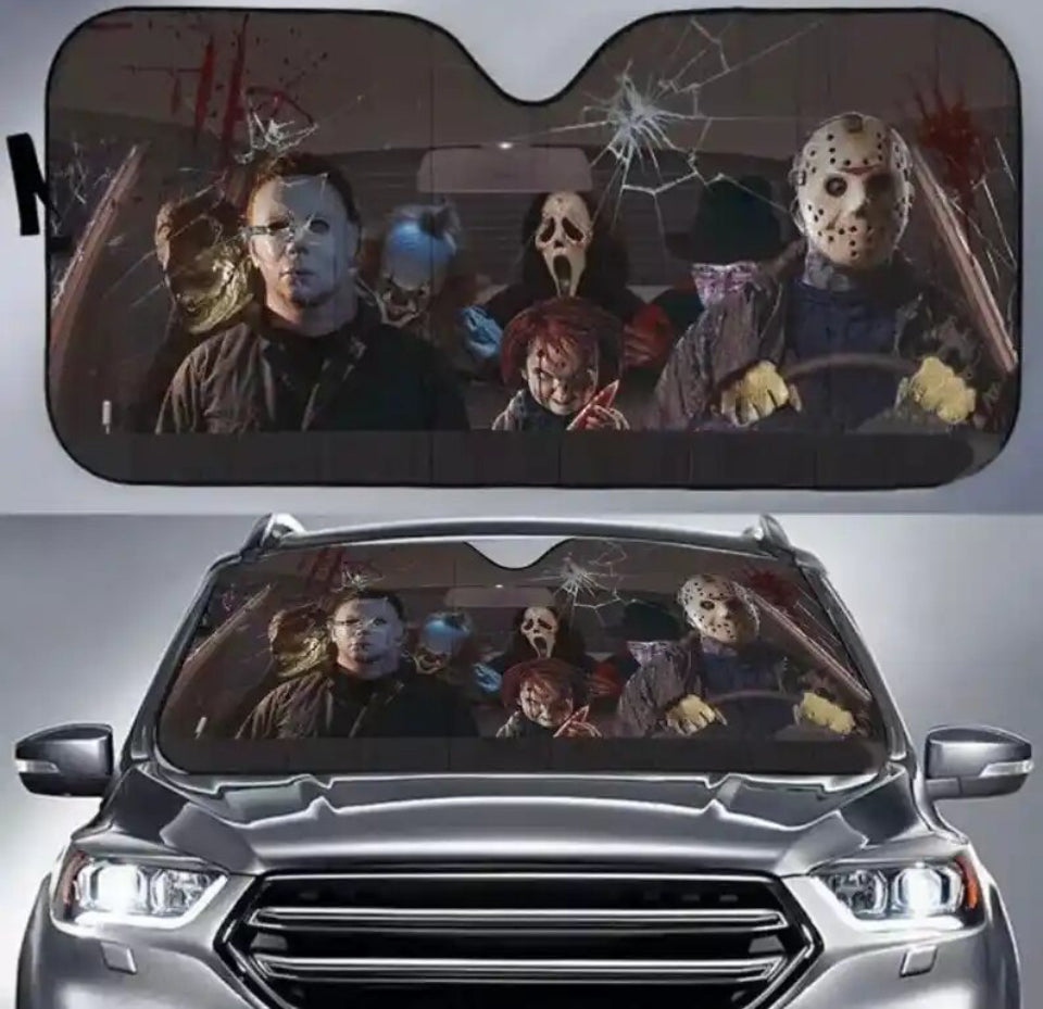 HORROR CAR SUNSHADE JASON DRIVING